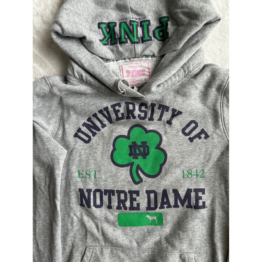 Victoria's Secret PINK Notre Dame Hoodie Gray University of Notre Dame Small